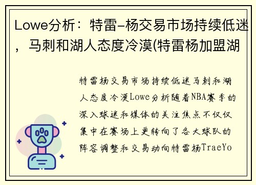 Lowe分析：特雷-杨交易市场持续低迷，马刺和湖人态度冷漠(特雷杨加盟湖人)